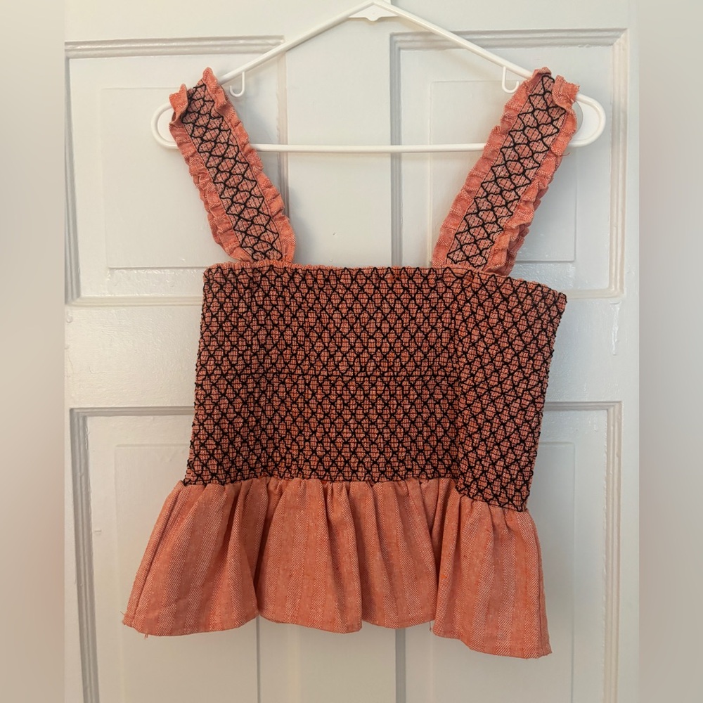 Revolve Smocked Orange Top
